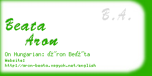 beata aron business card